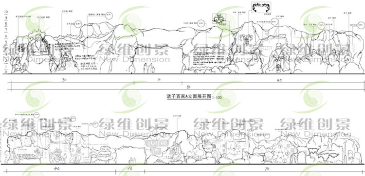 诸子百家立面展开图