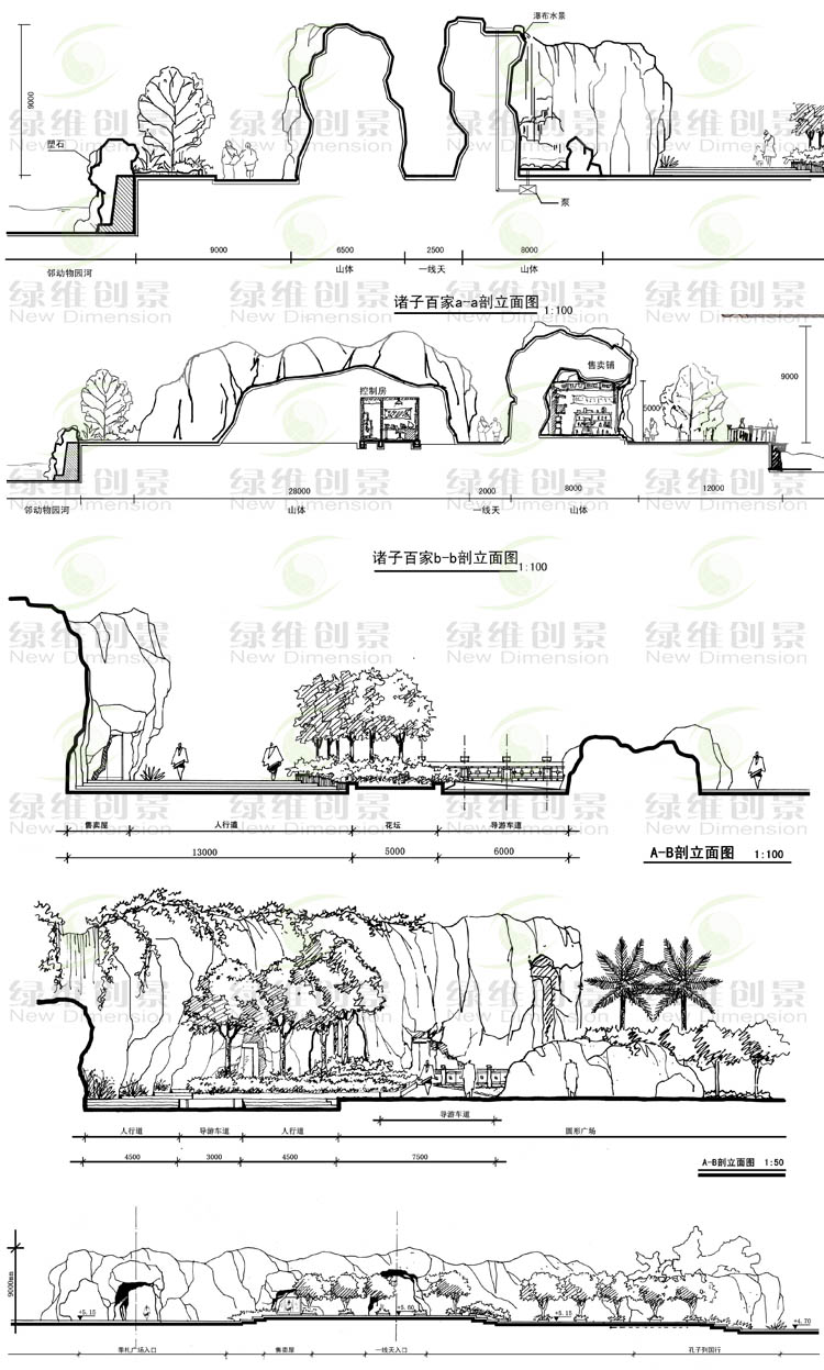 诸子百家剖立面图